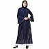 Printed Shrug with Inner abaya- Navy Blue